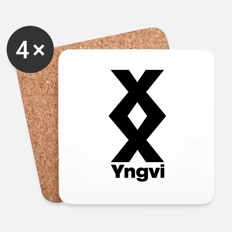 Yngvi (Ingwaz) - Untersetzer (4er-Set) - Weiß