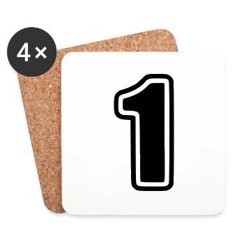 Number One / Nummer 1 / Eins - Untersetzer (4er-Set) - Weiß - Vorne