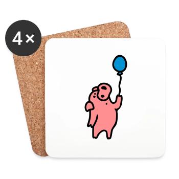 Pig + ballon à air 3 - Dessous de verre (lot de 4) - blanc - Devant