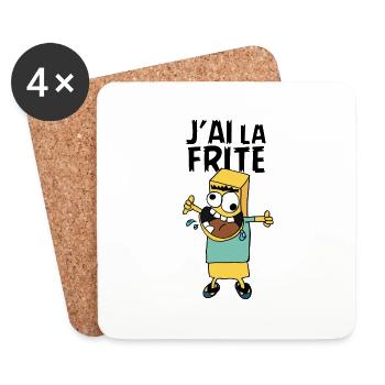 J'ai la frite ! / VPC / Noir - Dessous de verre (lot de 4) - blanc - Devant