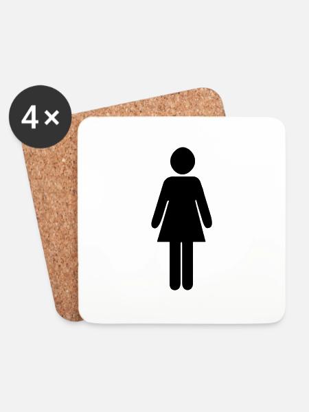 Frau - Toilette - Piktogramm - Toilettenzeichen - Untersetzer (4er-Set) - Weiß