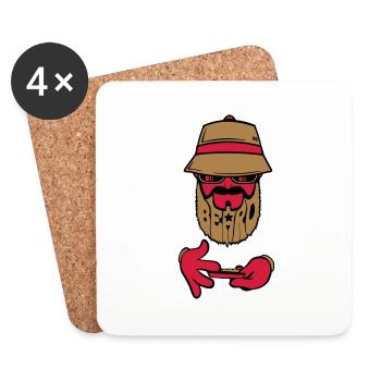 logo beard bob - Dessous de verre (lot de 4) - blanc - Devant
