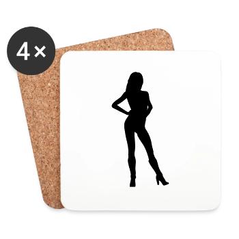 Frau Körper Silhouette Vektor-Design - Untersetzer (4er-Set) - Weiß - Vorne