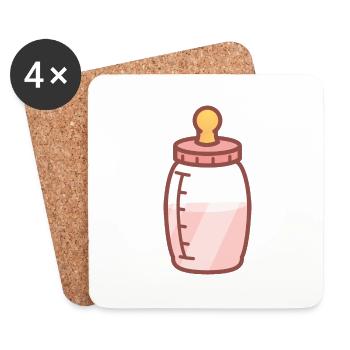 Babyflasche - Untersetzer (4er-Set) - Weiß - Vorne