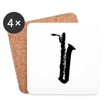 saxophone brass instrument music - Coasters (set of 4) - white - Front