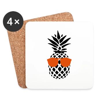 Coole Ananas - Ananas - Sonnenbrille - Sommer - Untersetzer (4er-Set) - Weiß - Vorne