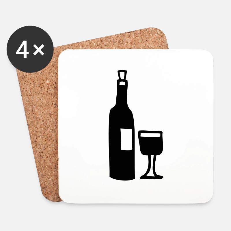 glas und flasche voll - Untersetzer (4er-Set) - Weiß