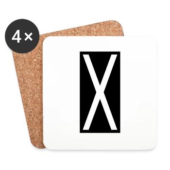 Rechteck X - Untersetzer (4er-Set) - Weiß - Vorne