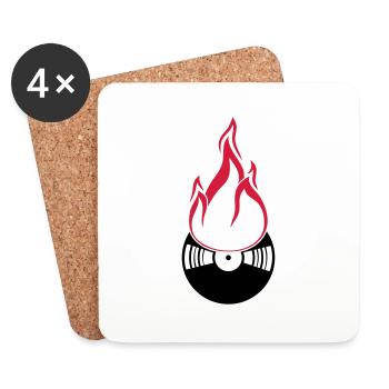 disco club party dj célébrer musique dance vinyl plat - Dessous de verre (lot de 4) - blanc - Devant