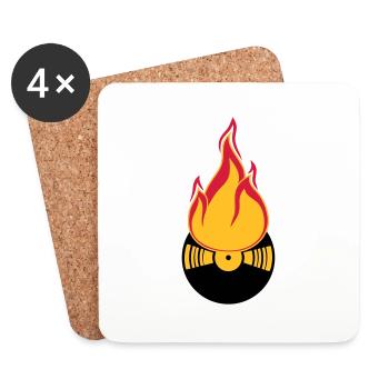 dj party feiern club disko musik tanzen vinyl plat - Untersetzer (4er-Set) - Weiß - Vorne
