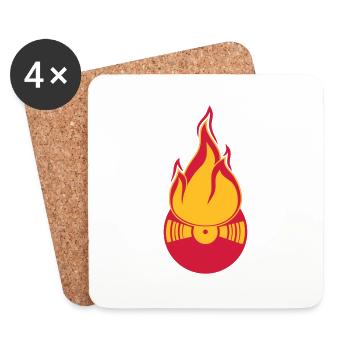 party dj fête club disco musique dance vinyl plat - Dessous de verre (lot de 4) - blanc - Devant