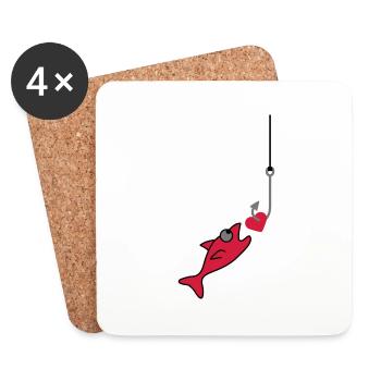 Fishing With Heart - Coasters (set of 4) - white - Front