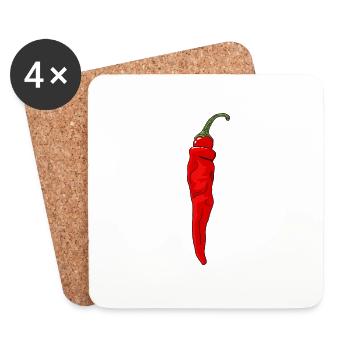 Chili Pepper Scharf Chilischote Paprika Spicy Food - Untersetzer (4er-Set) - Weiß - Vorne