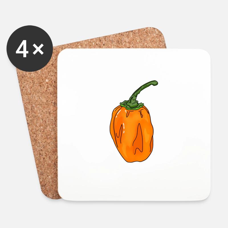 Chili Pepper Chili Pepper Habanero Eating Sharp - Coasters (set of 4) - white