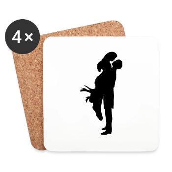 Couples dans l'amour, mariage - Dessous de verre (lot de 4) - blanc - Devant