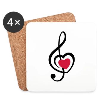 Note Heart Music - Coasters (set of 4) - white - Front