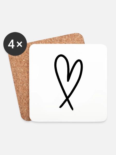 Herz minimalistisch - Untersetzer (4er-Set) - Weiß