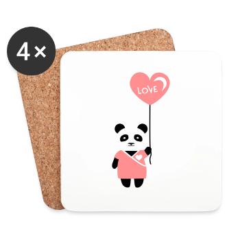 Pärchenshirt "Panda" Mädchen - Untersetzer (4er-Set) - Weiß - Vorne