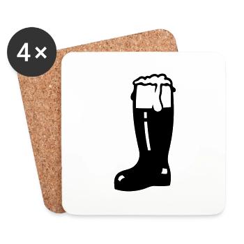 Bierstiefel / beer boot glass (1c) - Untersetzer (4er-Set) - Weiß - Vorne