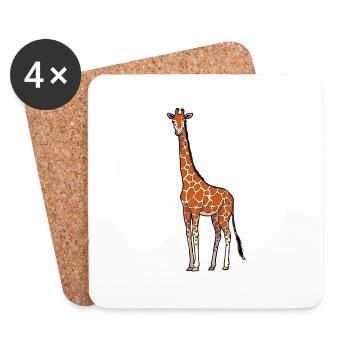 Girafe / Giraffe 02 - Dessous de verre (lot de 4) - blanc - Devant