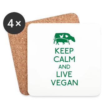 Keep Calm live vegan - Dessous de verre (lot de 4) - blanc - Devant