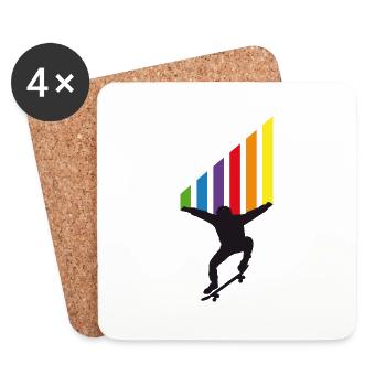 Skater Streifen Geschenkidee für Jugendliche - Untersetzer (4er-Set) - Weiß - Vorne