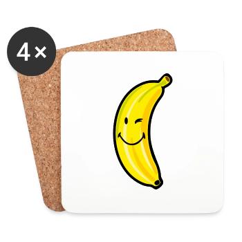 Smiley Banana - Dessous de verre (lot de 4) - blanc - Devant