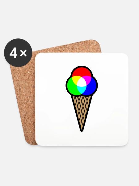 RGB Eis (Rot-Grün-Blau Eiscreme) - Untersetzer (4er-Set) - Weiß