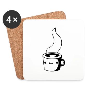 Cute coffee cup - Coasters (set of 4) - white - Front