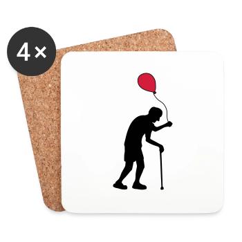 Grandpa with a balloon - Coasters (set of 4) - white - Front