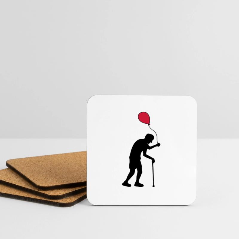 Opa mit Luftballon Untersetzer (4er-Set)