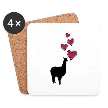 lama herzen - Untersetzer (4er-Set) - Weiß - Vorne