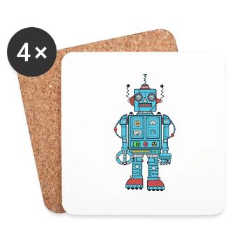 robot vintage - Dessous de verre (lot de 4) - blanc - Devant