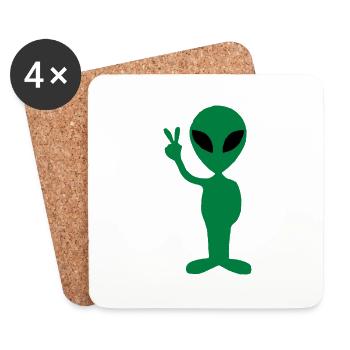 Green alien - Coasters (set of 4) - white - Front