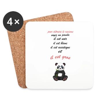 pour détruire le racisme soyez un panda humour - Dessous de verre (lot de 4) - blanc - Devant