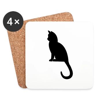 Black cat profile - Coasters (set of 4) - white - Front