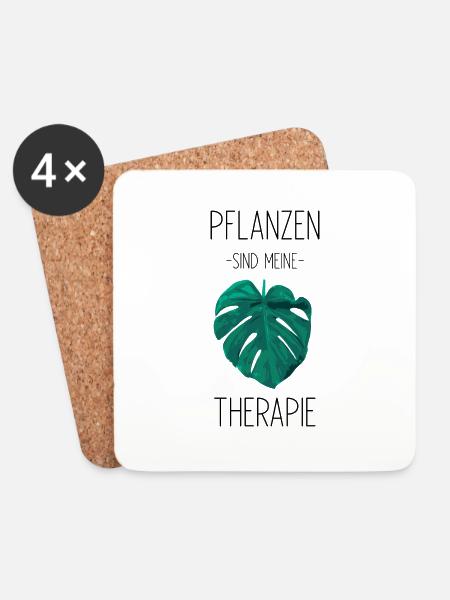Pflanzen sind meine Therapie - Untersetzer (4er-Set) - Weiß