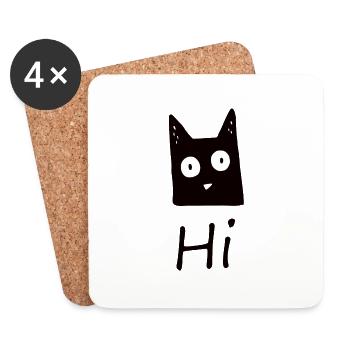 Cat Hi - Coasters (set of 4) - white - Front