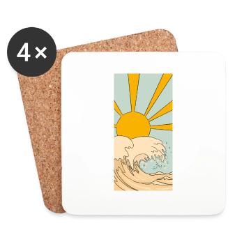 Sun and Waves - Untersetzer (4er-Set) - Weiß - Vorne