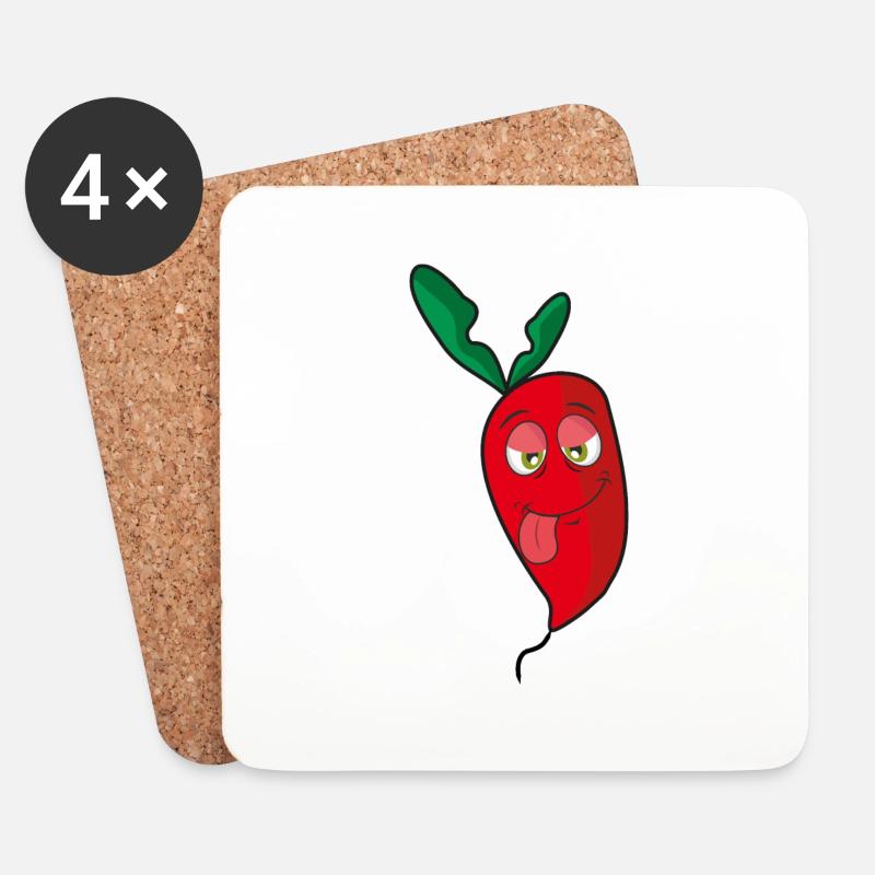 radish - radieschen - character - Cartoon - Untersetzer (4er-Set) - Weiß