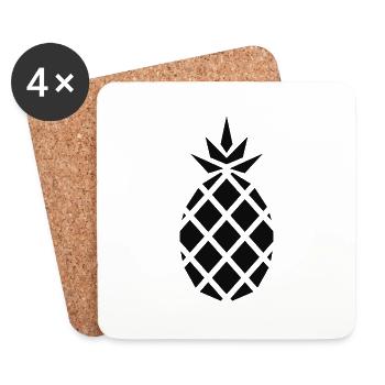 Ananas noir - Dessous de verre (lot de 4) - blanc - Devant