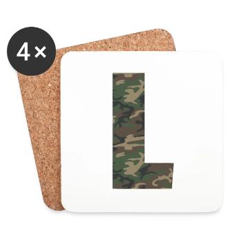 Robuster Buchstabe L im Tarnmuster! - Untersetzer (4er-Set) - Weiß - Vorne