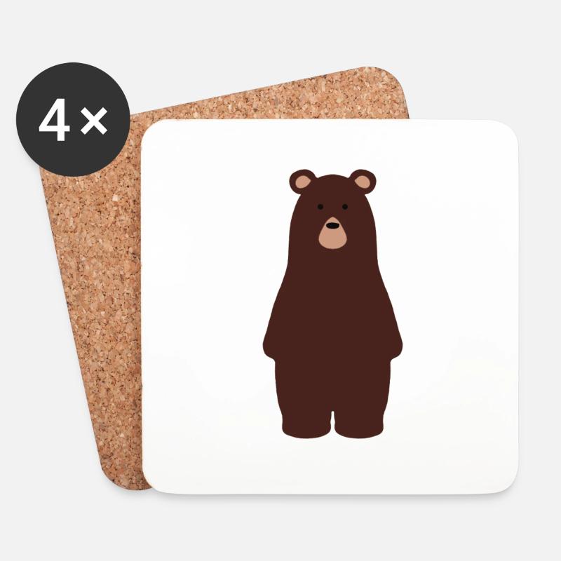 Brauner süßer Bär - Untersetzer (4er-Set) - Weiß