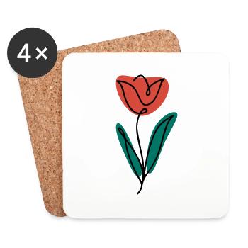 ROSE (Blume) Abstrakte Kunst - Untersetzer (4er-Set) - Weiß - Vorne