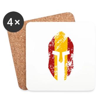 Casque spartiate avec le drapeau de l’Espagne - Dessous de verre (lot de 4) - blanc - Devant