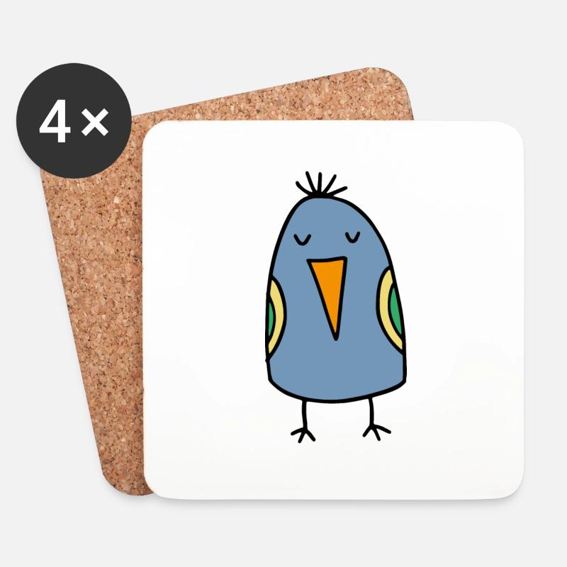 Lustiger Vogel - Untersetzer (4er-Set) - Weiß