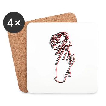 Traumhafte Rose gehalten von einer Hand - Untersetzer (4er-Set) - Weiß - Vorne
