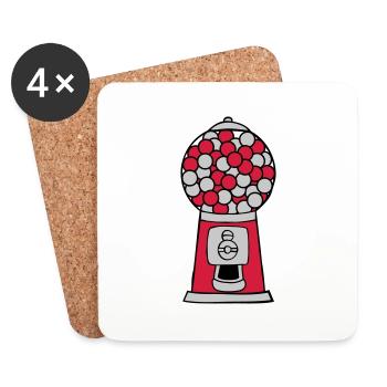 Distributeur de chewing-gum - Dessous de verre (lot de 4) - blanc - Devant