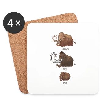 Famille mammouth - Dessous de verre (lot de 4) - blanc - Devant