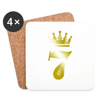 7 Chiffre Couronne Or - Dessous de verre (lot de 4) - blanc - Devant